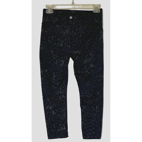 Lululemon Wunder Under Black Gray Spider Web Crop Yoga Leggings Pants Sz 4 - Picture 1 of 6